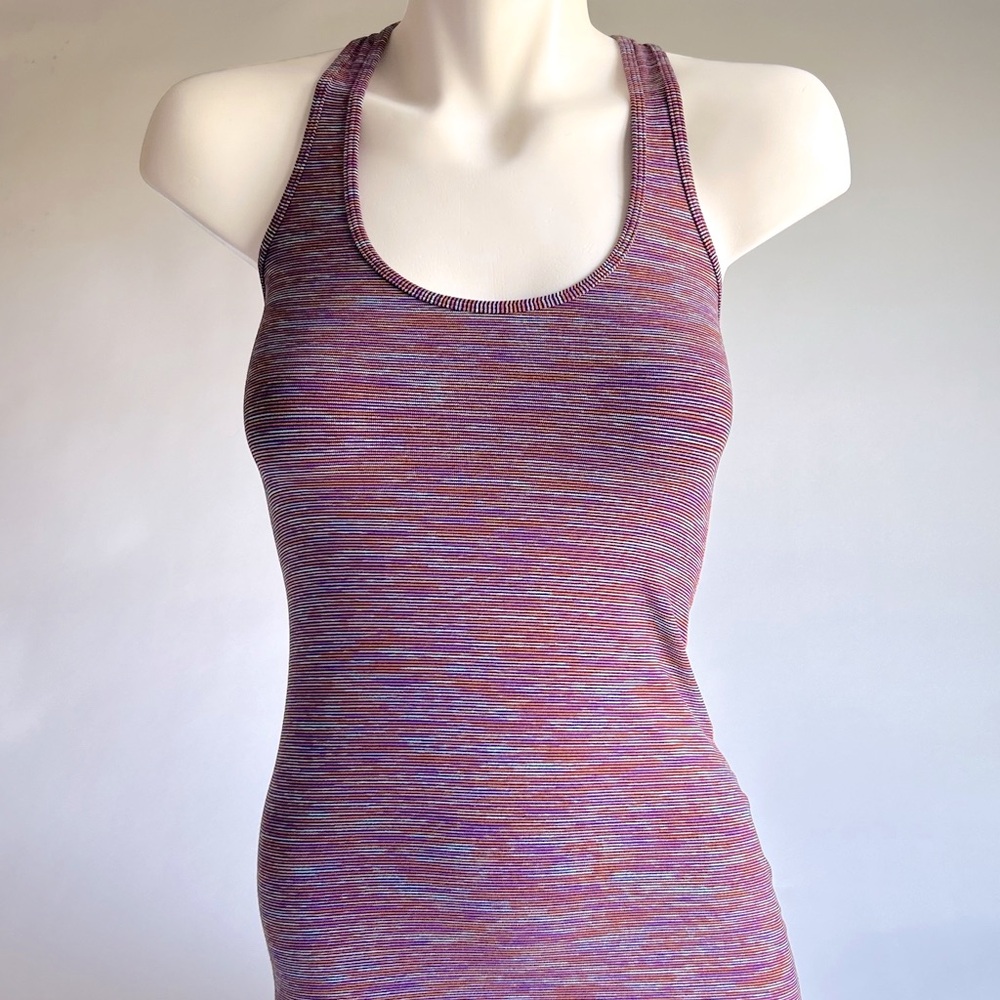 New Lululemon Orange Pink Blue Striped Top size S